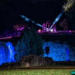 abbey lit up in blue light