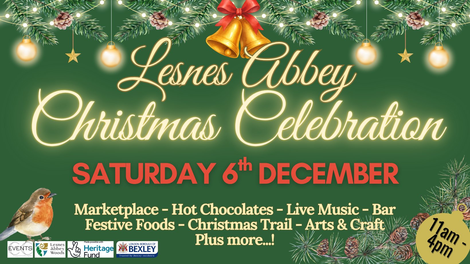 poster advertising Lesnes Abbey Christmas Celebration on 6th December 2025