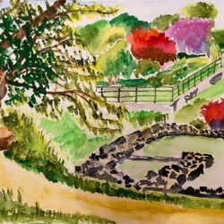 Water colour painting of Lesnes Abbey Ruins