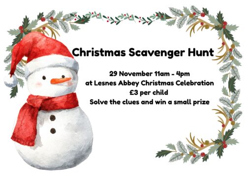a snowman wearing a Christmas hat promoting Christmas Trail on 29 November