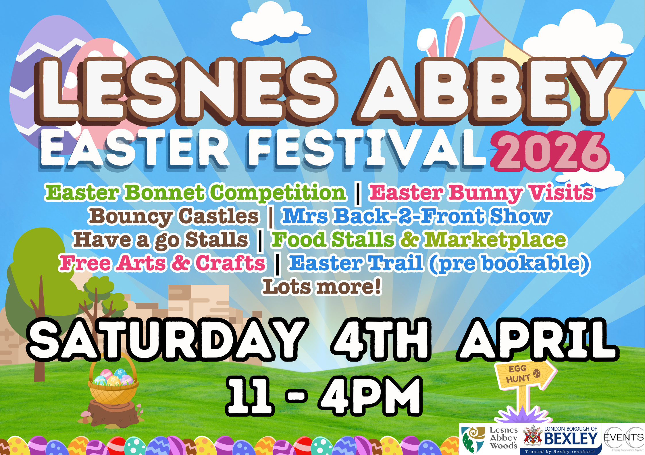 poster advertising Lesnes Abbey Easter Festival 4 April 11am - 4pm