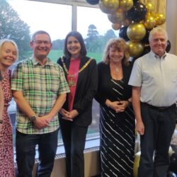 Five representatives of Friends of Lesnes Abbey with Mayor of Bexley at Volunteer Award Ceremony