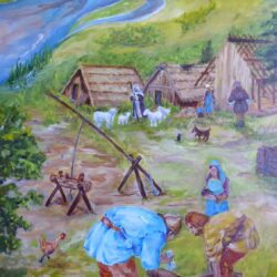 5 medieval peasants in a field