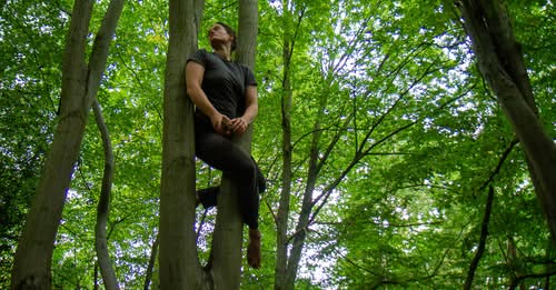 a person in a green
