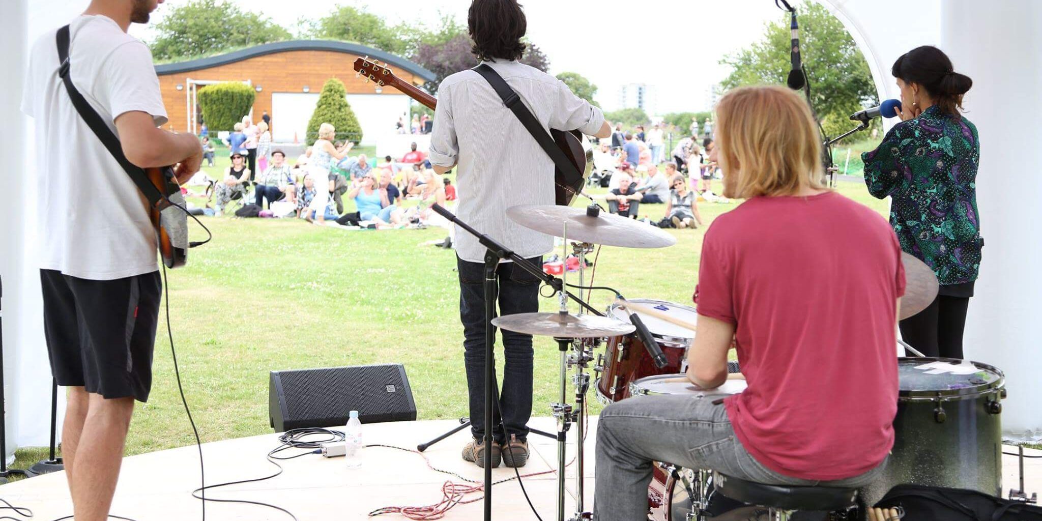 Band playing at outdoor event