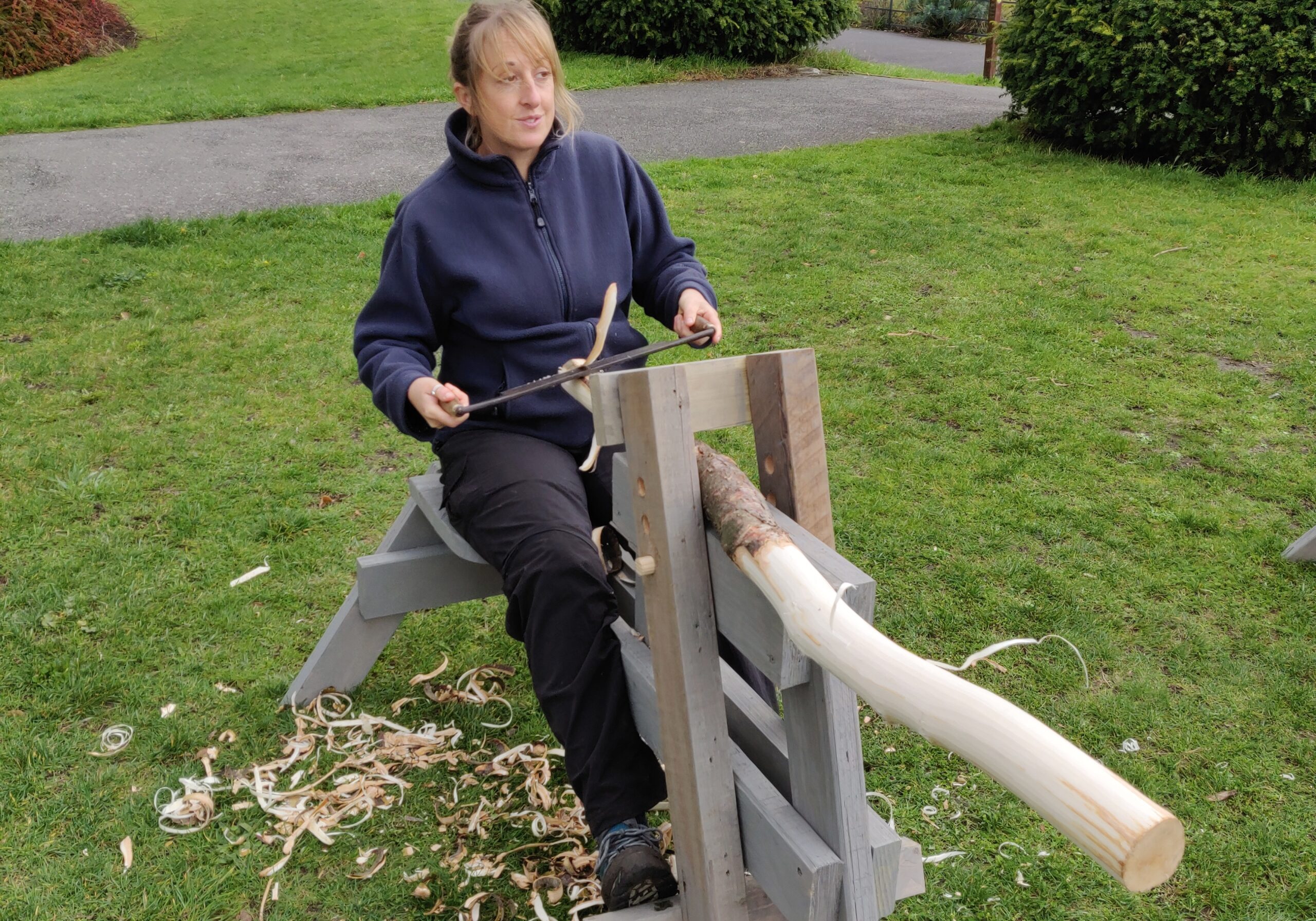 Working at a shavehorse