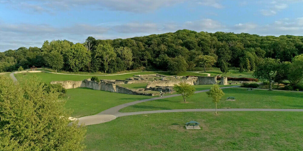 Elevated view of ruins