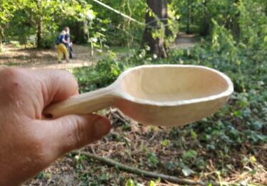 A handmade wooden spoon