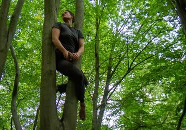 a person in a green